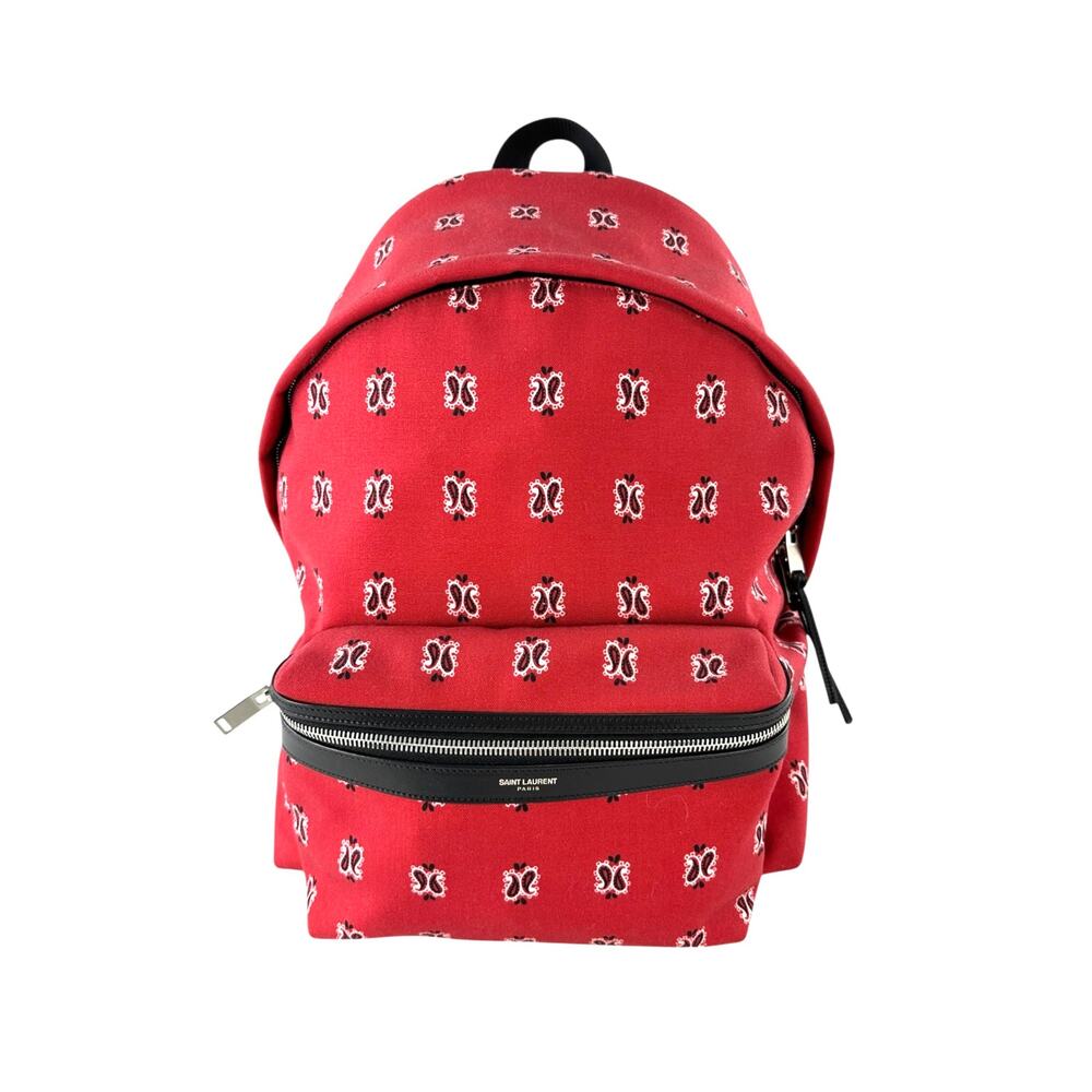 Saint Laurent Paisley City Backpack - Picture 1 of 8